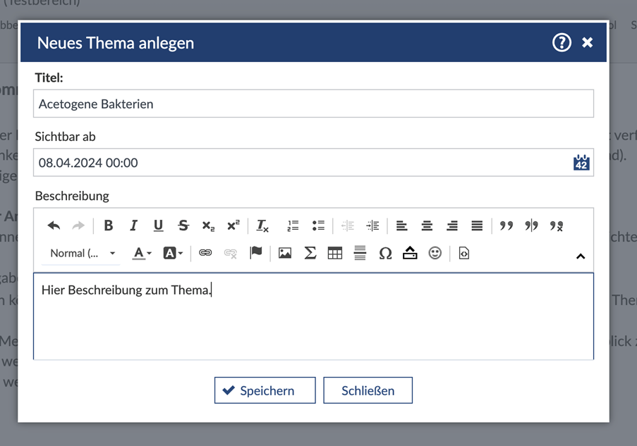 ein Thema bei CloCked anlegen